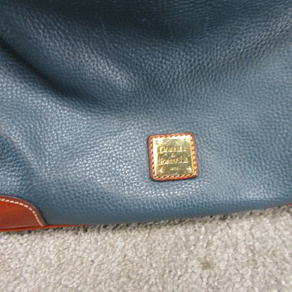 Dooney And Bourke Hobo Bag Blue Leather Satchel Tote Handbag - Picture 2 of 9